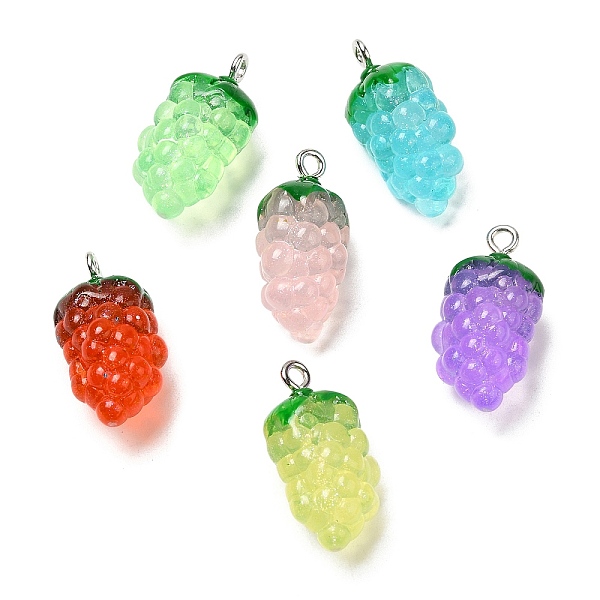 

PandaHall Transparent Resin Fruit Pendants, Grape Charms with Platinum Tone Iron Loops, Mixed Color, 24x12x11mm, Hole: 2mm Iron+Resin Grape..., Multicolor