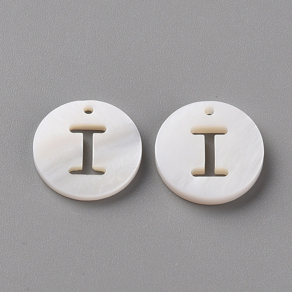 

PandaHall Natural Freshwater Shell Pendants, Flat Round with Letter, Letter.I, 12x1.5mm, Hole: 1mm Freshwater Shell Letter I White