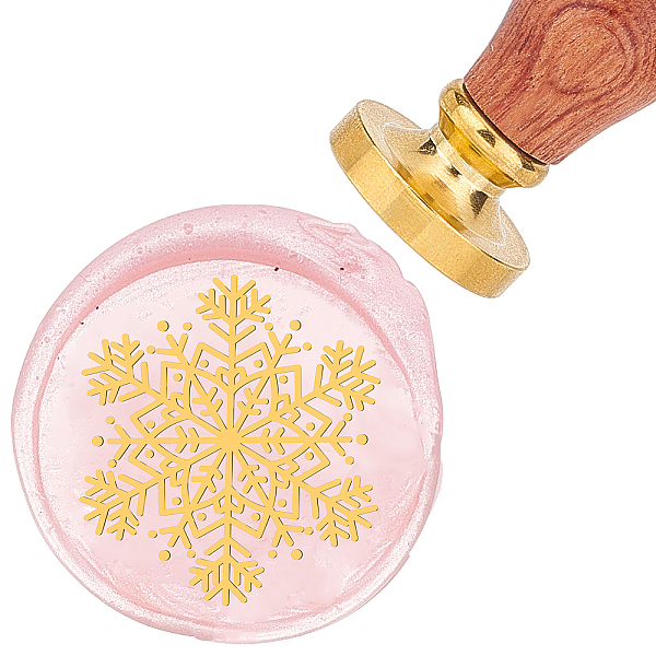 

PandaHall Brass Wax Seal Stamp with Rosewood Handle, for DIY Scrapbooking, Snowflake Pattern, 25mm Brass Snowflake