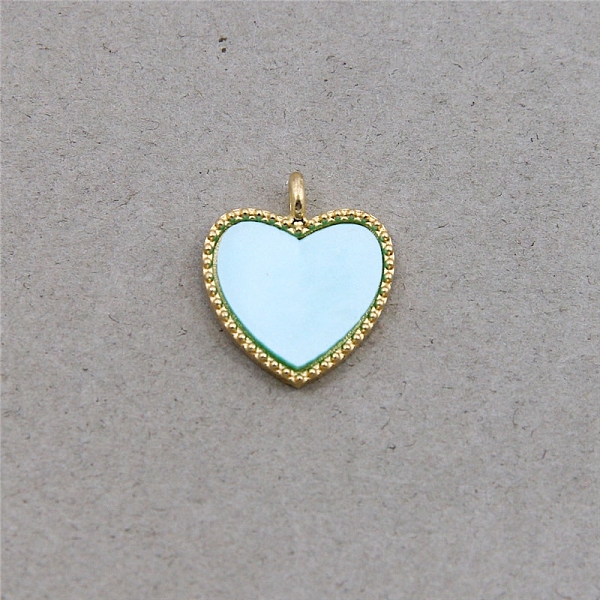 

PandaHall Acrylic Pendants, with Light Gold Plated Alloy Findings, Heart, Light Cyan, 18x16x2.5mm, Hole: 2mm Alloy+Acrylic Heart