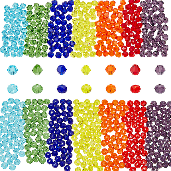 

PandaHall WADORN 14 Strands 6mm Glass Faceted Bicone Beads, 917Pcs Crystal Faceted Beads for Jewelry Making Loose Spacer Beads Wholesale for..., Multicolor
