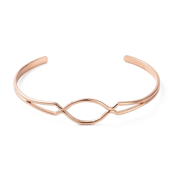 

PandaHall Rack Plating Brass Hollow Oval Open Cuff Bangle, Cadmium Free & Lead Free, Rose Gold, Inner Diameter: 2-1/2 inch(6.3cm) Brass