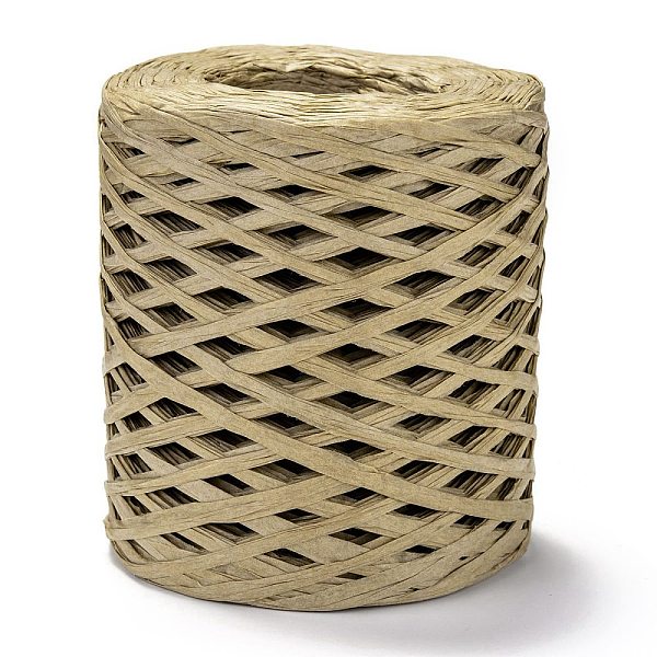

PandaHall Raffia Ribbon, Packing Paper String, for Gift Wrapping, Party Decor, Craft Weaving, Dark Khaki, 3~4mm, about 200m/roll Paper