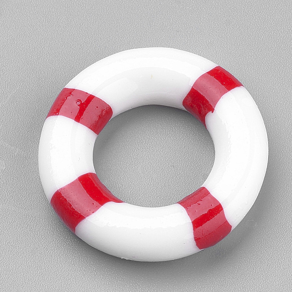 

PandaHall Opaque Resin Cabochons, Life Buoy, Red, 24x6mm Resin Donut Red