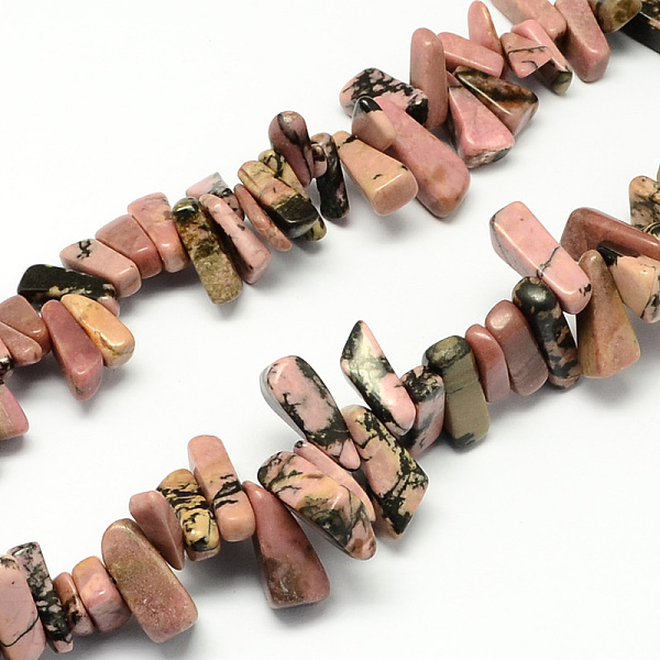 PandaHall Natural Rhodonite Stone Bead Strands, Nuggets, 12~20x6~10x3~10mm, Hole: 1mm, about 104pcs/strand, 15.7 inch Rhodonite Nuggets...