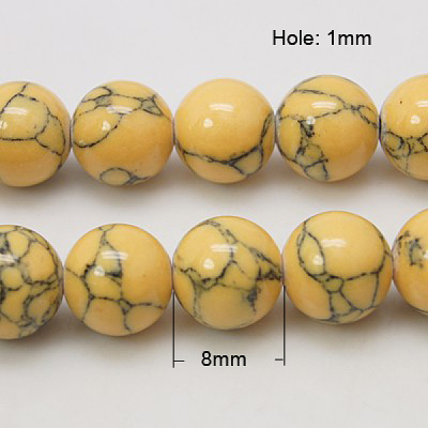 

PandaHall Synthetic Turquoise Beads Strands, Dyed, Round, Yellow, 8mm, Hole: 1mm, about 50pcs/strand, 15.7 inch Synthetic Turquoise Round...