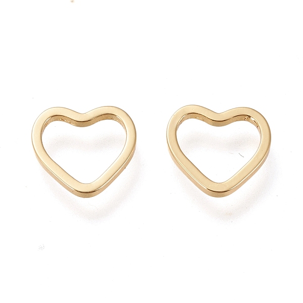 PandaHall Brass Linking Ring, Long-Lasting Plated, Heart, Real 18K Gold Plated, 9.5x10x1mm, Inner Diameter: 6.4x8mm Brass Heart
