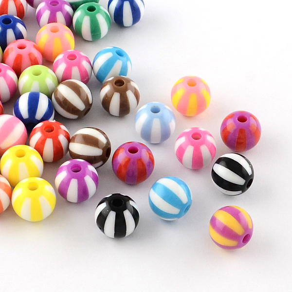 

PandaHall Strip Opaque Acrylic Beads, Round, Mixed Color, 16x15mm, Hole: 3mm Acrylic Round Multicolor