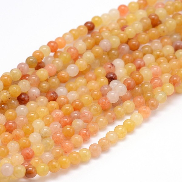 

PandaHall Natural Topaz Jade Round Bead Strands, 4mm, Hole: 1mm, about 100pcs/strand, 16 inch Topaz Jade Round