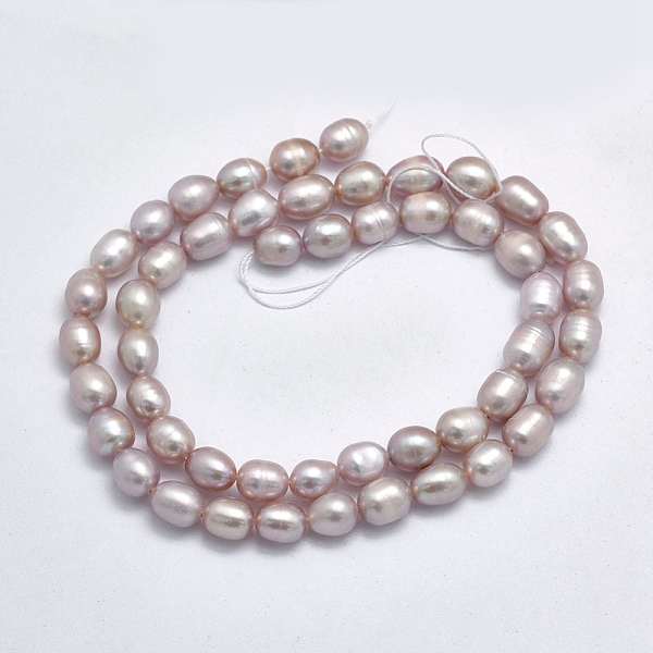 

PandaHall Natural Cultured Freshwater Pearl Beads Strands, Oval, Dark Orchid, 7~8x6~7mm, Hole: 0.8mm, about 51pcs/strand, 14.8 inch(37.5cm)..., Purple