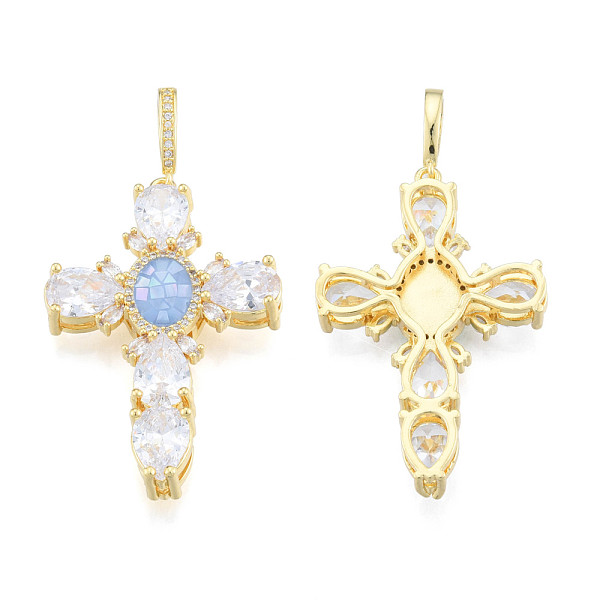 

PandaHall Brass Micro Pave Clear Cubic Zirconia Pendants, with Abalone Shell/Paua Shell, Nickel Free, Real 18K Gold Plated, Cross...