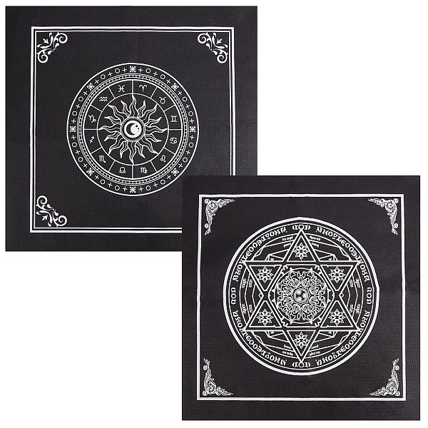 

PandaHall CREATCABIN 2 Sheets 2 Style Non-Woven Fabric Tarot Tablecloth for Divination, Square Altar Tarot Table Cloth, Black...