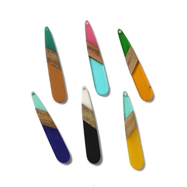 

PandaHall Opaque Resin & Walnut Wood Pendants, Teardrop Charms, Mixed Color, 43.5~44x7.5x3mm, Hole: 1.5mm Resin+Wood Teardrop Multicolor