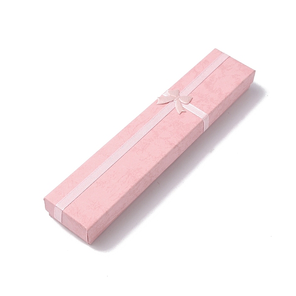 

PandaHall Bow Tie Cardboard Jewelry Necklace Boxes, Rectangle, Pink, 20x4x2cm, Inner Diameter: 19.5x3.7cm Paper Rectangle Pink
