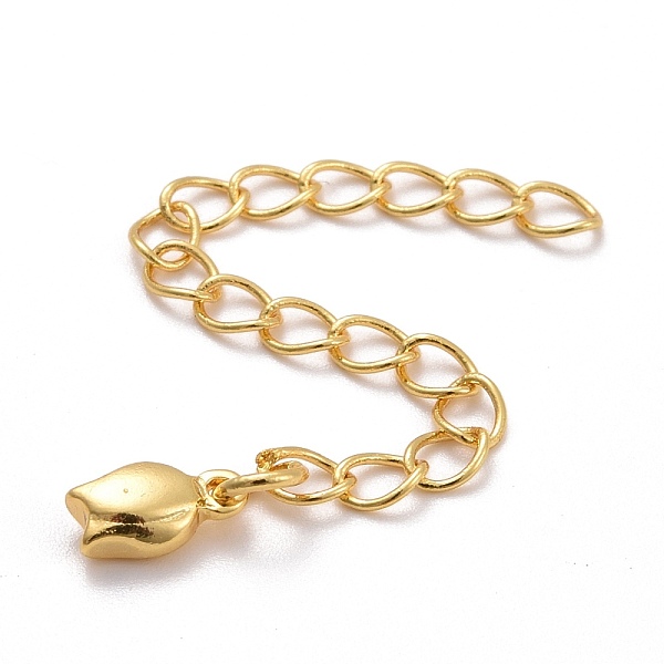 

PandaHall Brass Chains Extender, with Rose Charms, Golden, 52x3mm Brass