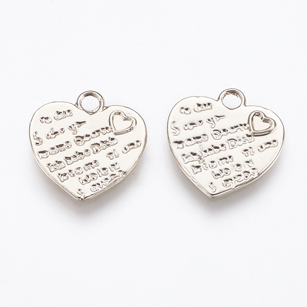 

PandaHall Alloy Pendants, Heart with Word, Light Gold, 21x20x1.5mm, Hole: 3mm Alloy Heart