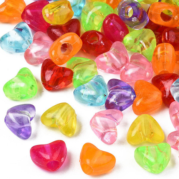 

PandaHall Transparent Acrylic Beads, Heart, Mixed Color, 9x11.5x7.5mm, Hole: 3.5mm, about 1385pcs/500g Acrylic Heart Multicolor