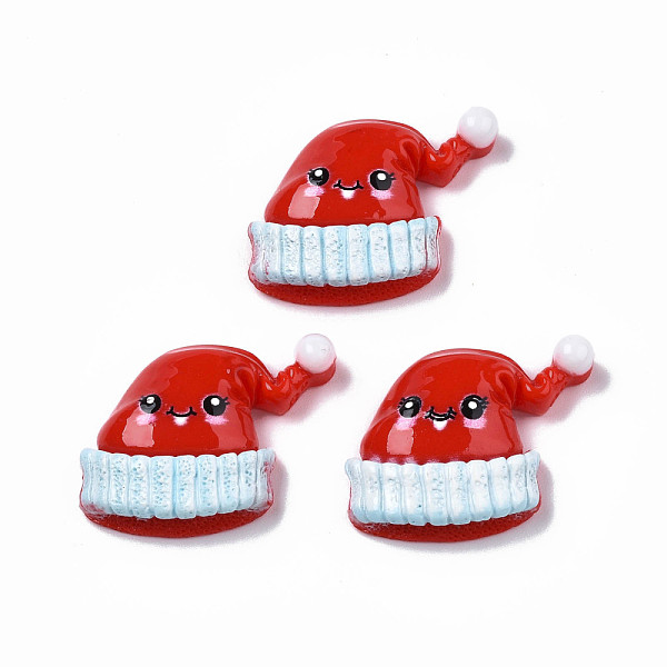 

PandaHall Opaque Resin Cabochons, Christmas Hat with Face, Red, 23x29x8mm Resin Hat Red