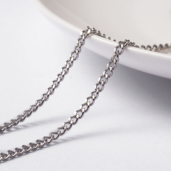 

PandaHall 304 Stainless Steel Curb Chains Twisted Chains, Unwelded, with Spool, Faceted, Stainless Steel Color, 3x2x0.6mm, about 65.61 Feet...