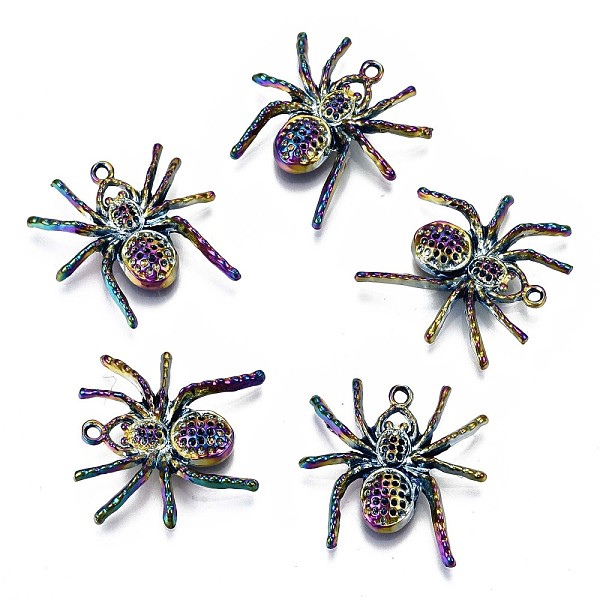 

PandaHall Alloy Pendants, Cadmium Free & Lead Free, Spider Shape, Rainbow Color, 25x25x5mm, Hole: 1.6mm Alloy Spider