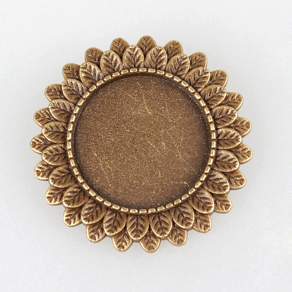 

PandaHall Vintage Alloy Brooch Cabochon Bezel Settings, with Iron Pin Brooch Back Bar Findings, Flower, Cadmium Free & Nickel Free & Lead...