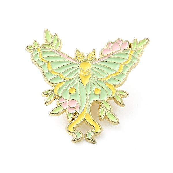 

PandaHall Flower Butterfly Enamel Pin, Gold Plated Alloy Badge for Backpack Clothes, Aquamarine, 27x30x1.5mm Alloy+Enamel Green