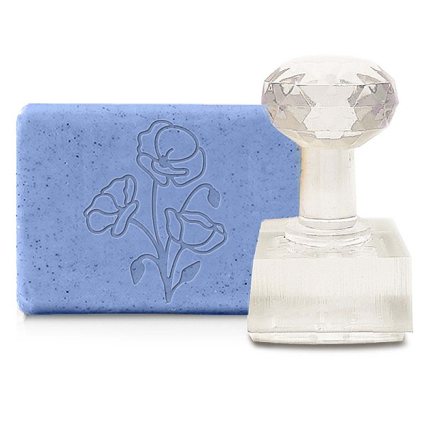 

PandaHall Plastic Stamps, DIY Soap Molds Supplies, Square, Flower Pattern, 30x38mm Plastic Flower