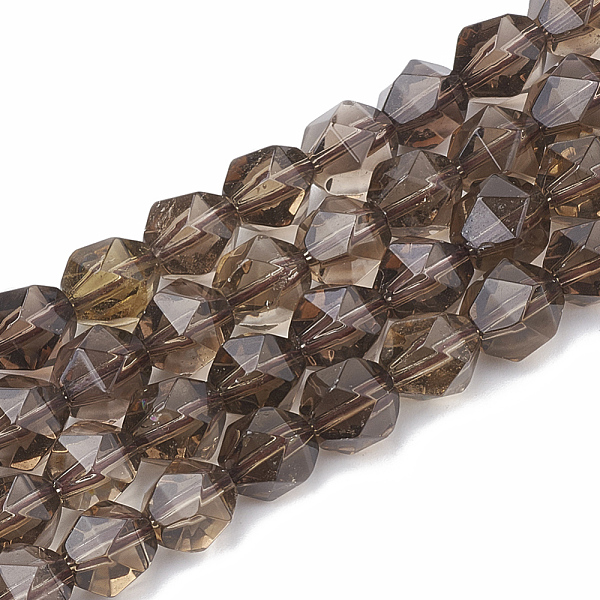 

PandaHall Natural Smoky Quartz Beads Strands, Star Cut Round Beads, Faceted, 8~10x7~8mm, Hole: 1mm, about 45~48pcs/strand, 14.2~14.6 inch...