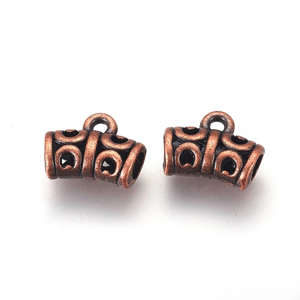 

PandaHall Tibetan Style Alloy Hangers, Cadmium Free & Lead Free, Bail Beads, Tube, Red Copper, 10x12x6mm, Hole: 1.5mm Alloy Tube