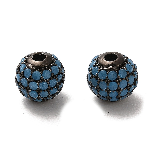 

PandaHall 925 Sterling Silver Micro Pave Cubic Zirconia Beads, Round, Gunmetal, Deep Sky Blue, 6x5.5mm, Hole: 1.4mm Sterling Silver+Cubic...