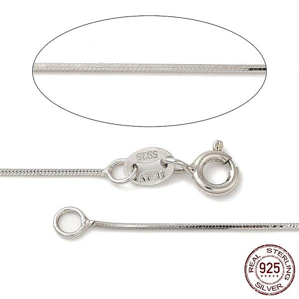 

PandaHall Rhodium Plated Sterling Silver Snake Chain Necklaces, with Spring Ring Clasps, Platinum, 20 inch, 0.65mm Sterling Silver