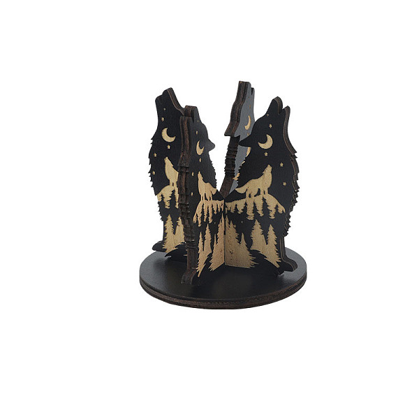 

PandaHall Wood Crystal Ball Display Holders Stand, Wolf, 75x80mm Wood Wolf Black