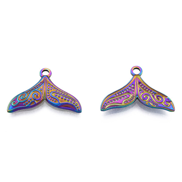 

PandaHall 201 Stainless Steel Pendants, Fishtail, Rainbow Color, 17x25.5x2mm, Hole: 2mm 201 Stainless Steel Fish