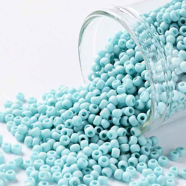 

PandaHall TOHO Round Seed Beads, Japanese Seed Beads, (413F) Turquoise Opaque Rainbow Matte, 11/0, 2.2mm, Hole: 0.8mm, about 1110pcs/10g..., Cyan