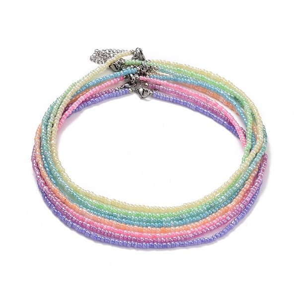 

PandaHall 8 Pcs 8 Colors Ceylon Glass Seed Beaded Necklaces Set, Choker Jewelry for Women and Girls, Mixed Color, 40.8cm, 8pcs/set Glass..., Multicolor