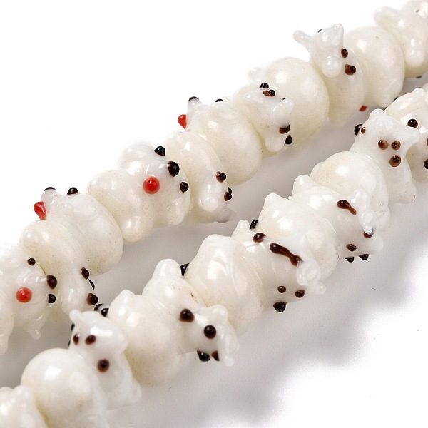 

PandaHall Handmade Lampwork Beads Strands, Cartoon Dog, White, 11~13x10~13x15~17mm, Hole: 1mm, about 25pcs/strand, 11.61 inch(29.5cm)...