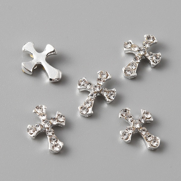 

PandaHall Alloy Rhinestone Cabochons, Nail Art Decoration Accessories, Cross, Silver, 8.8x7x2.4mm Alloy+Rhinestone Cross