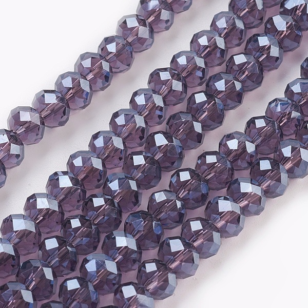 

PandaHall Electroplate Glass Beads Strands, Pearl Luster Plated, Faceted, Rondelle, DarkSlate Blue, 6x4~5mm, Hole: 0.8~1mm, about...