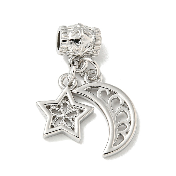 

PandaHall Brass Pendants, Moon & Star, Platinum, 23mm, Hole: 3mm Brass Moon