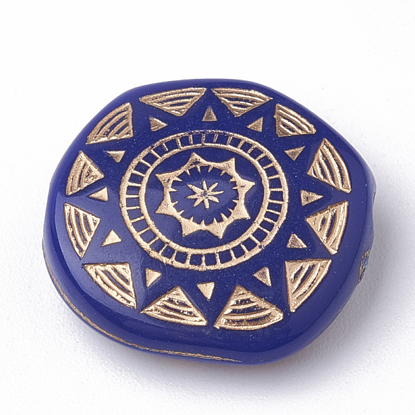 

PandaHall Plating Acrylic Beads, Golden Metal Enlaced, Flat Round, Midnight Blue, Golden Plated, 18x17x5.5mm, Hole: 2mm, about 420pcs/500g...