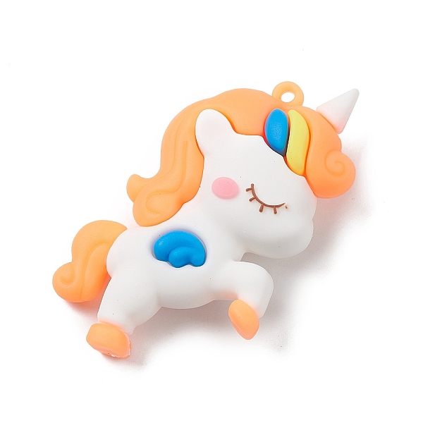 

PandaHall PVC Plastic Cartoon Pendants, for DIY Keychain Making, Unicorn Charm, Light Salmon, 61x37x14.5mm, Hole: 3.5mm PVC Unicorn