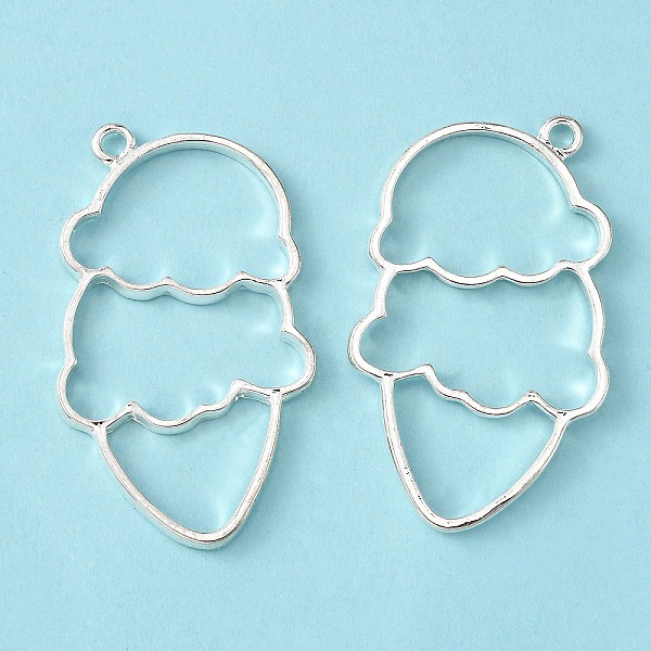 

PandaHall Alloy Open Back Bezel Pendants, For DIY UV Resin, Epoxy Resin, Pressed Flower Jewelry, Ice Cream, Silver, 55x35mm Alloy Food