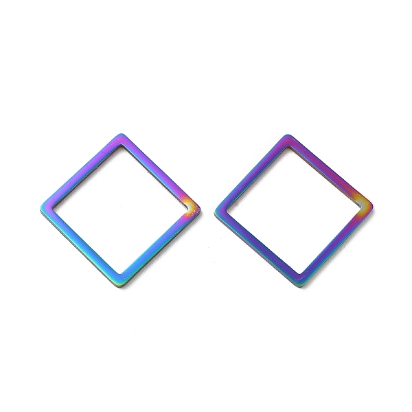 

PandaHall Ion Plating(IP) 304 Stainless Steel linking Rings, Rhombus, Rainbow Color, 29.5x29.5x1.5mm, Inner Diameter: 25x25mm 304 Stainless...