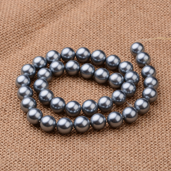 

PandaHall Polished Round Grade A Shell Pearl Bead Strands, Slate Gray, 8mm, Hole: 1mm, about 49pcs/strand, 16 inch Shell Pearl Round Gray