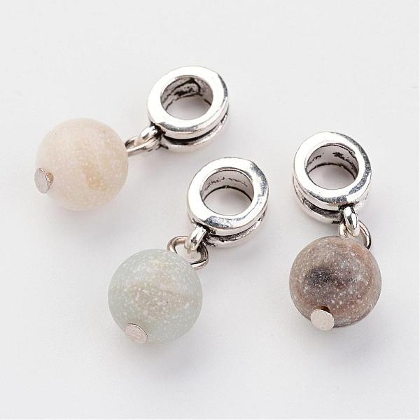 

PandaHall Large Hole Alloy European Dangle Charms, with Natural Gemstone Pendants, Flower Amazonite , Round, Antique Silver, 22mm, Hole: 5mm..., Yellow