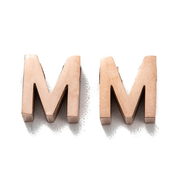

PandaHall Ion Plating(IP) 304 Stainless Steel Charms, Alphabet, Rose Gold, Letter.M, 8x7x3mm, Hole: 1.8mm 304 Stainless Steel Letter M