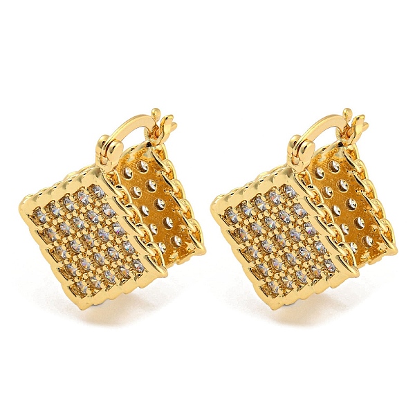 

PandaHall Rhombus Shape Brass Micro Pave Clear Cubic Zirconia Hoop Earrings, Long-Lasting Plated, Cadmium Free & Lead Free, Real 18K Gold...