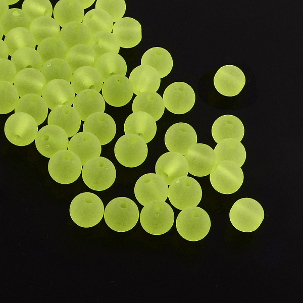 

PandaHall Transparent Acrylic Ball Beads, Frosted Style, Round, Green Yellow, 6mm, Hole: 1mm, about 4200pcs/500g Acrylic Round Green