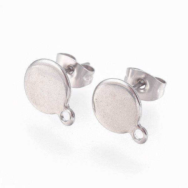 

PandaHall 304 Stainless Steel Stud Earring Findings, with Flat Plate, Flat Round, Stainless Steel Color, 12mm, 10.5~11x8x0.7mm, pin: 0.8mm...