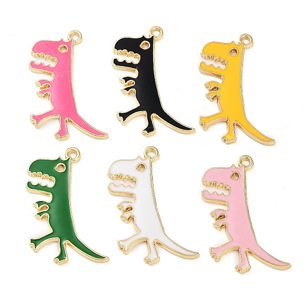 

PandaHall Rack Plating Alloy Enamel Pendants, Golden, Dinosaur Charm, Mixed Color, 29.5x22x2mm, Hole: 2mm Alloy+Enamel Dinosaur Multicolor